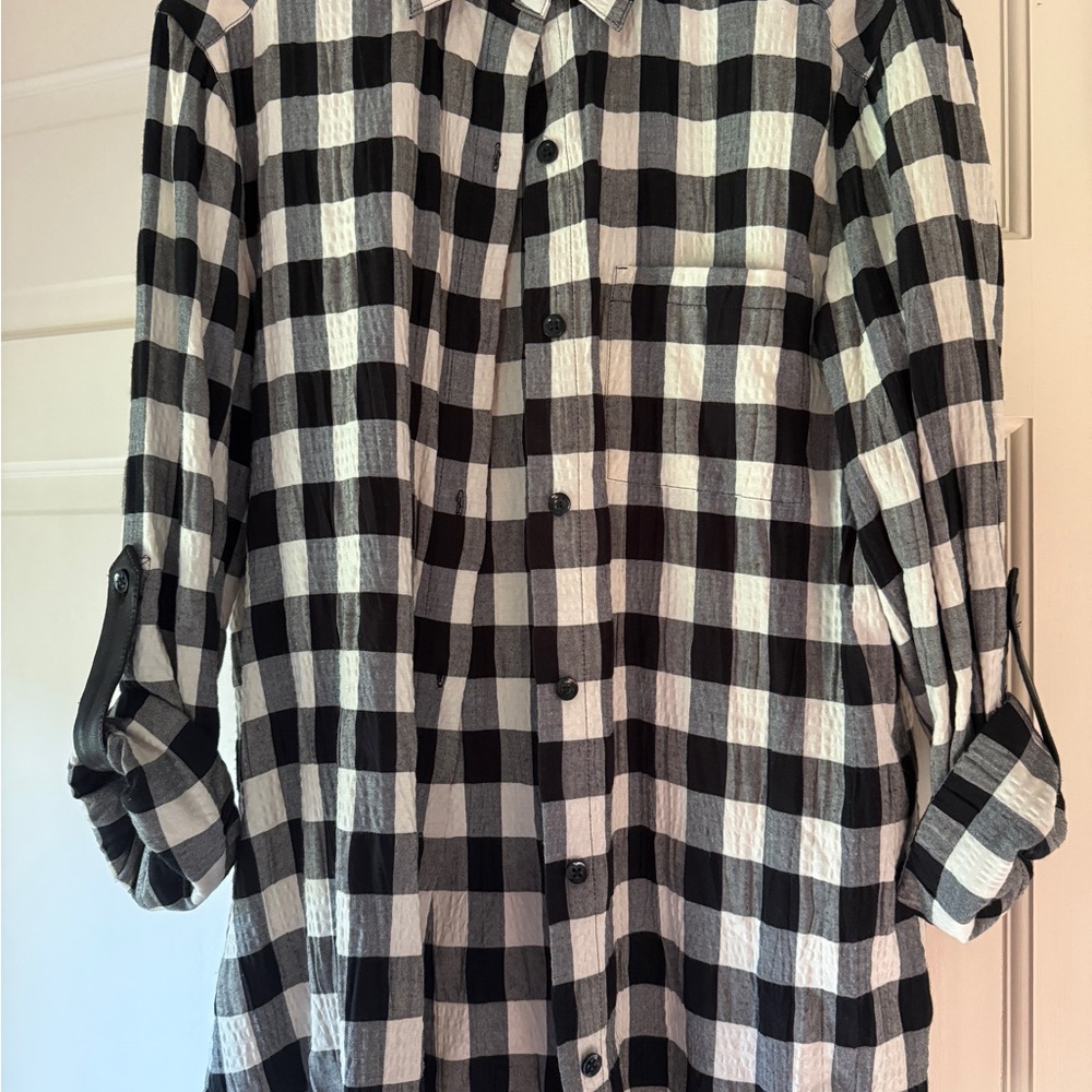 Alice + Olivia Black and White Checkered Blouse